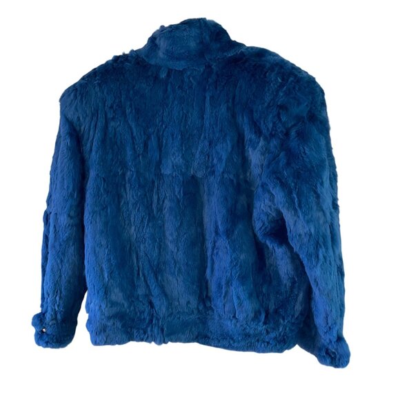 Vintage 1980s Womens Jacket Size XL Blue Bomber Style Rabbit Pockets Casual - Picture 2 of 12